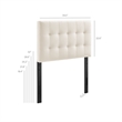 Lily Stain-Resistant Performance Velvet Twin Size Headboard in Alabaster