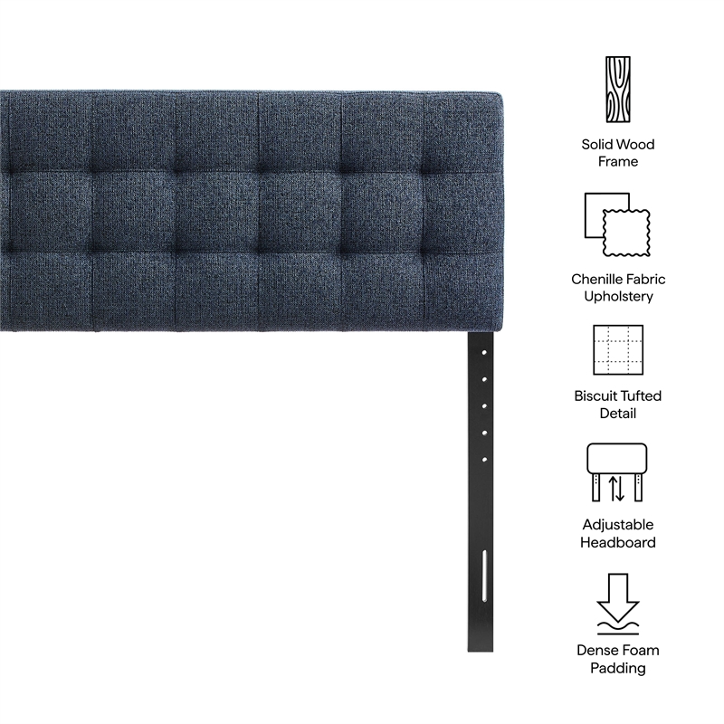 Lily Upholstered Full Size Headboard in Navy