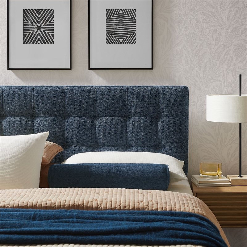 Lily Upholstered Full Size Headboard in Navy