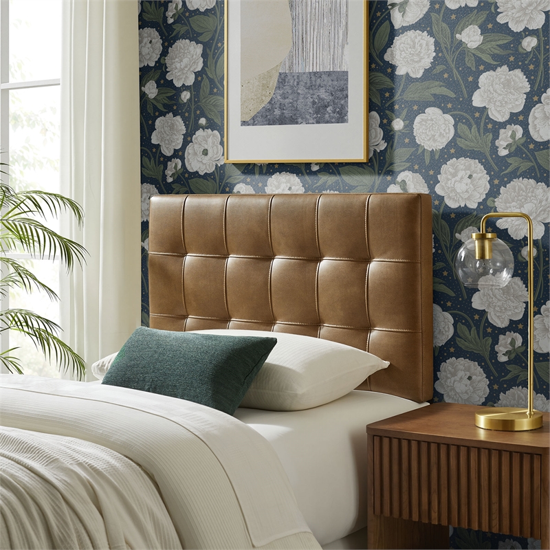 Lily Vegan Leather Twin Size Headboard in Toast