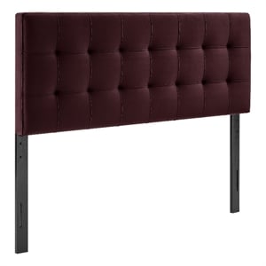 Lily Stain-Resistant Performance Velvet King Size Headboard in Mulberry
