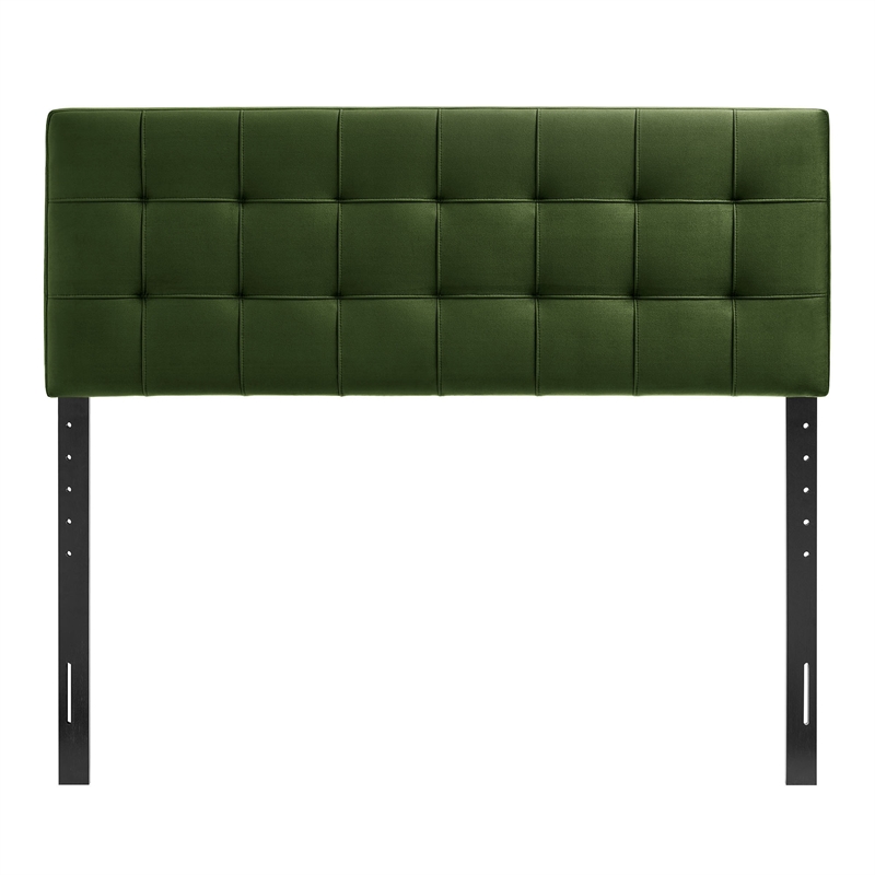 Lily Stain-Resistant Performance Velvet Full Size Headboard in Moss Green
