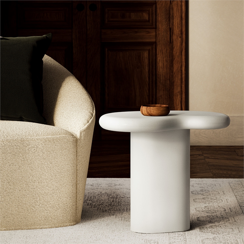 Elowen Outdoor Patio Side Table in White