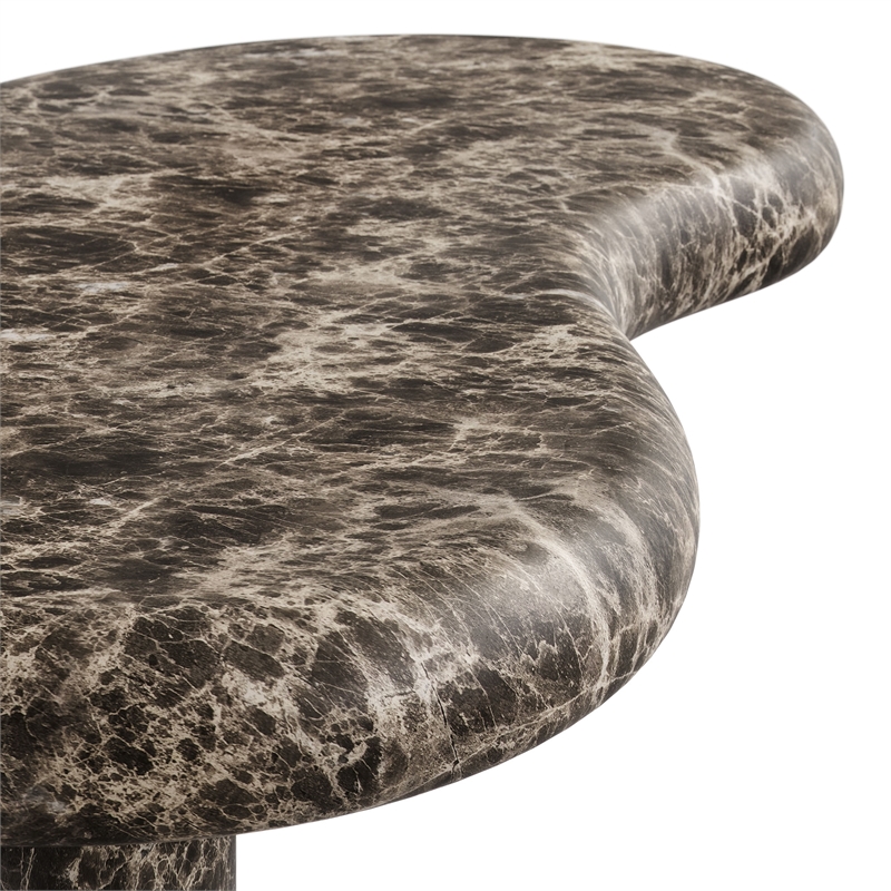 Elowen Outdoor Patio Faux Marble Coffee Table in Dark Emperador Marble
