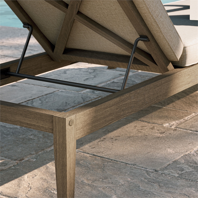 Northlake Outdoor Teak Chaise Lounge in Weathered Gray Pebble