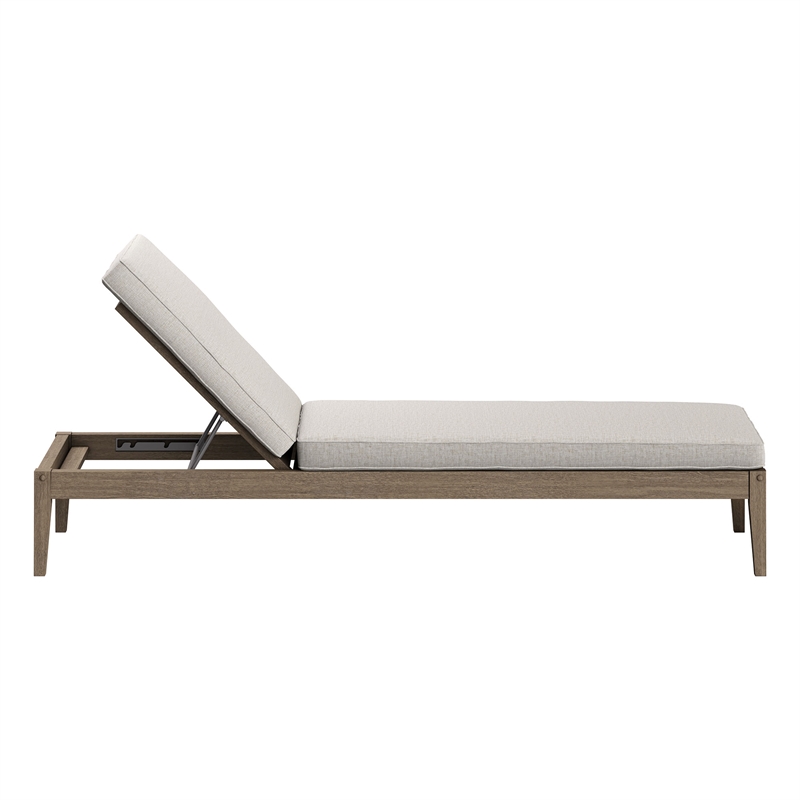 Northlake Outdoor Teak Chaise Lounge in Weathered Gray Pebble