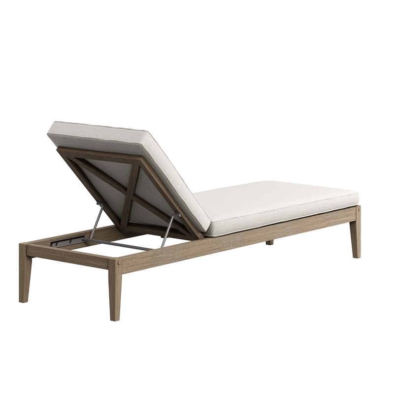 Northlake Outdoor Teak Chaise Lounge in Weathered Gray Pebble