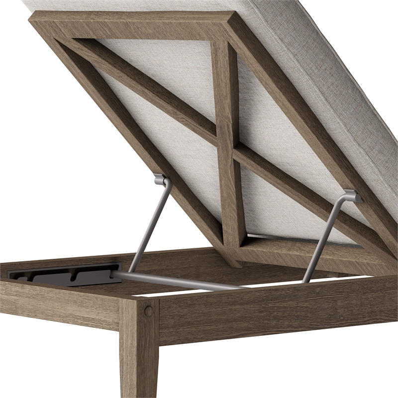 Northlake Outdoor Teak Chaise Lounge in Weathered Gray Pebble