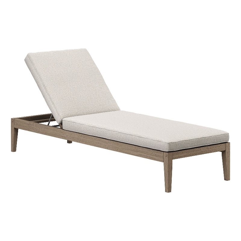 Northlake Outdoor Teak Chaise Lounge in Weathered Gray Pebble