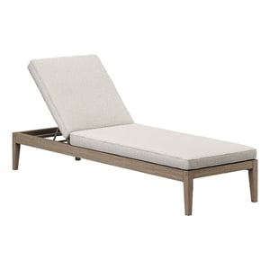 Northlake Outdoor Teak Chaise Lounge in Weathered Gray Pebble
