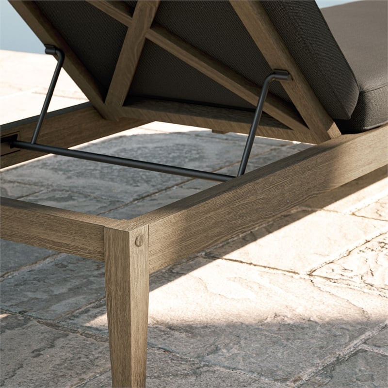 Northlake Outdoor Teak Chaise Lounge in Weathered Gray Flint
