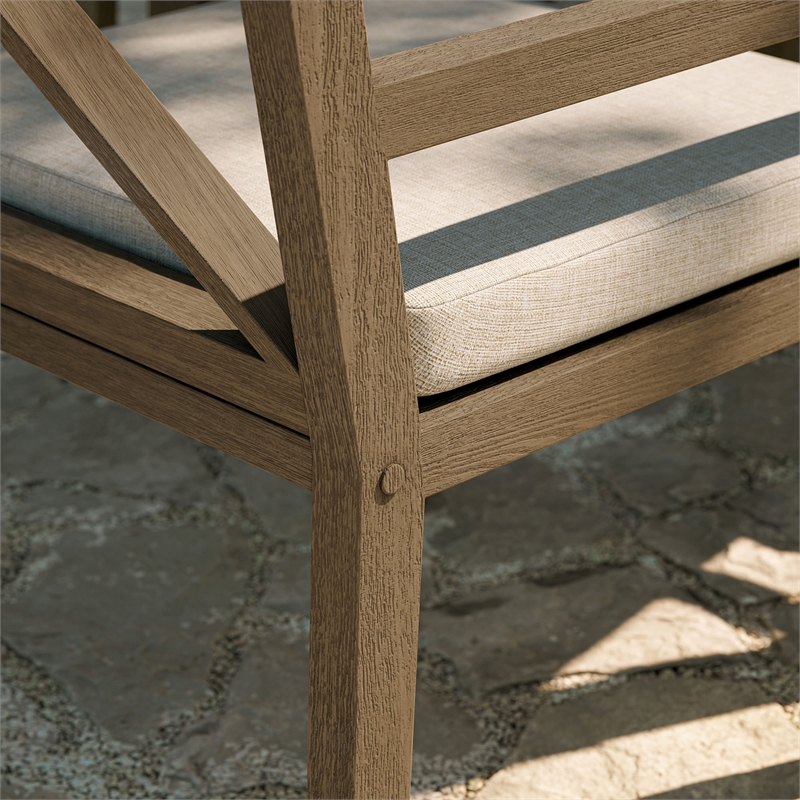Northlake Outdoor Teak Dining Armchair in Weathered Gray Pebble