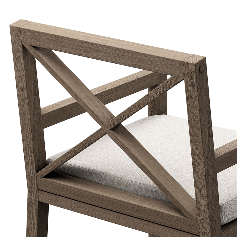 Northlake Outdoor Teak Dining Armchair in Weathered Gray Pebble