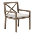 Northlake Outdoor Teak Dining Armchair in Weathered Gray Pebble