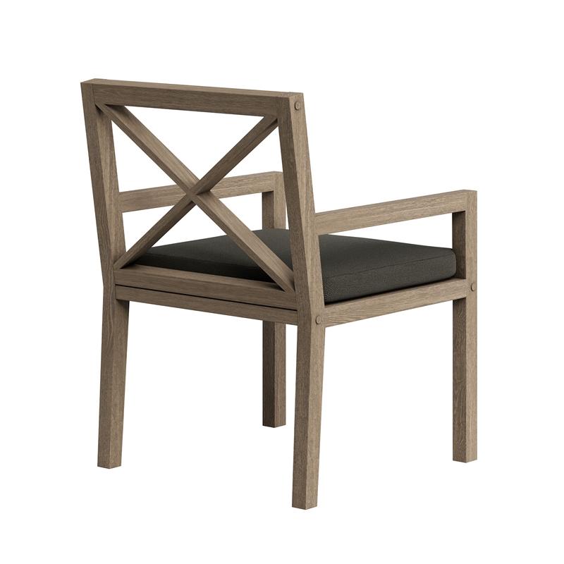 Northlake Outdoor Teak Dining Armchair in Weathered Gray Flint