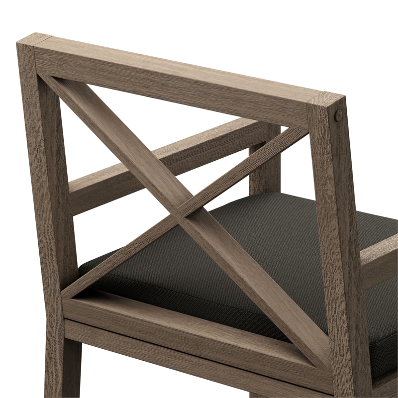 Northlake Outdoor Teak Dining Armchair in Weathered Gray Flint