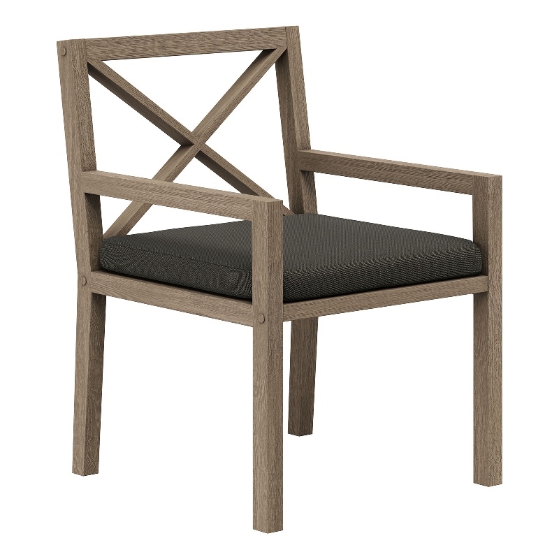 Northlake Outdoor Teak Dining Armchair in Weathered Gray Flint