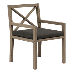 Northlake Outdoor Teak Dining Armchair in Weathered Gray Flint