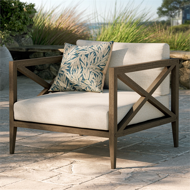 Northlake Outdoor Teak Armchair in Weathered Gray Pebble