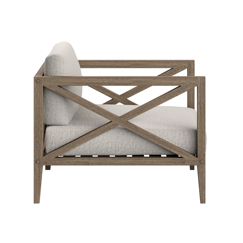 Northlake Outdoor Teak Armchair in Weathered Gray Pebble