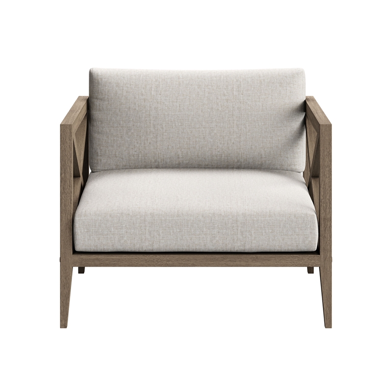 Northlake Outdoor Teak Armchair in Weathered Gray Pebble