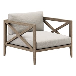 Northlake Outdoor Teak Armchair in Weathered Gray Pebble
