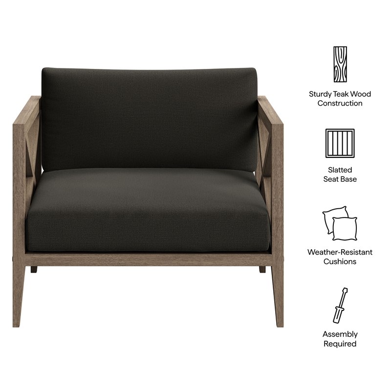 Northlake Outdoor Teak Armchair in Weathered Gray Flint