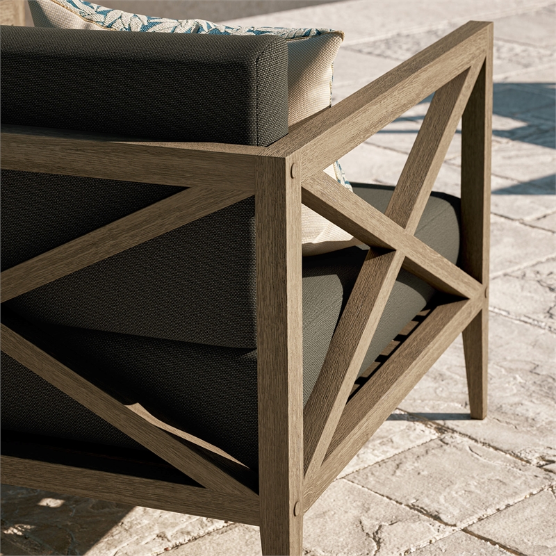 Northlake Outdoor Teak Armchair in Weathered Gray Flint