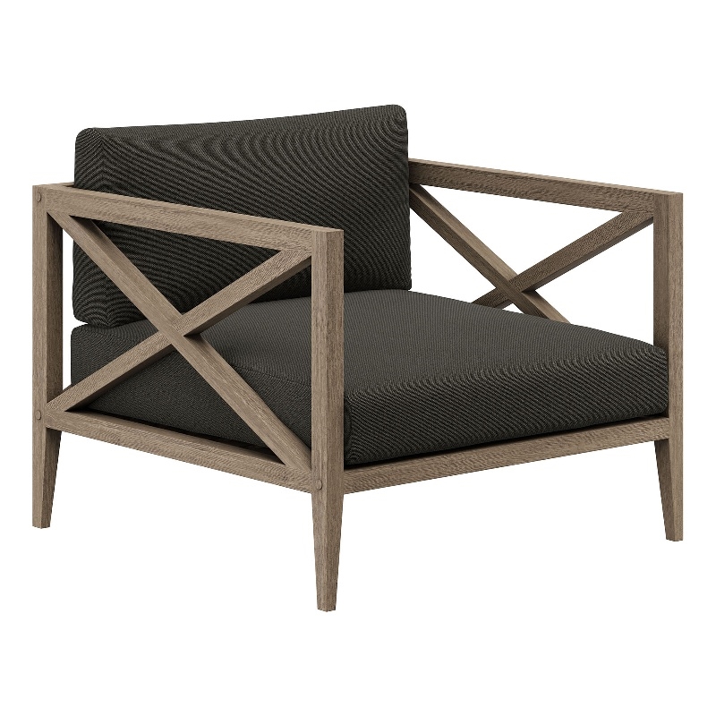 Northlake Outdoor Teak Armchair in Weathered Gray Flint