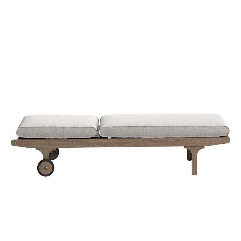 Saratoga Outdoor Teak Chaise Lounge Chair in Weathered Gray Pebble