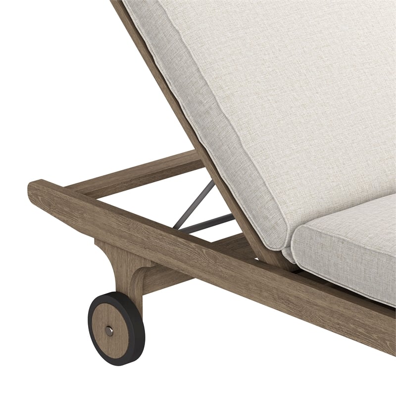 Saratoga Outdoor Teak Chaise Lounge Chair in Weathered Gray Pebble