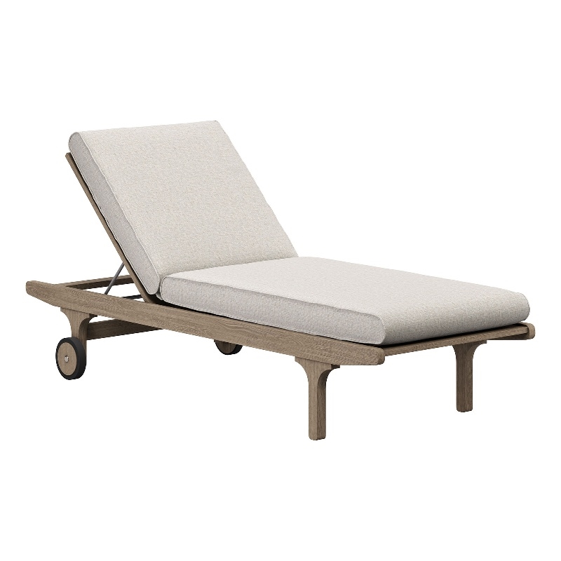 Saratoga Outdoor Teak Chaise Lounge Chair in Weathered Gray Pebble