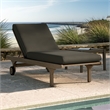 Saratoga Outdoor Teak Chaise Lounge Chair in Weathered Gray Flint