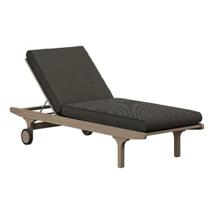 Saratoga Outdoor Teak Chaise Lounge Chair in Weathered Gray Flint