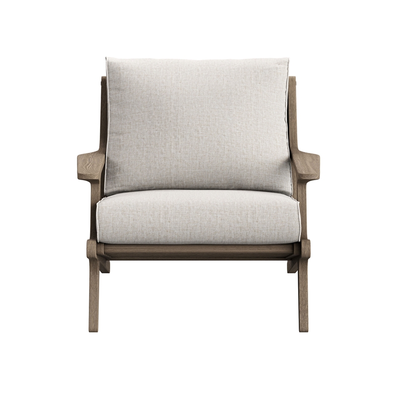 Saratoga Outdoor Teak Wood Armchair in Weathered Gray Pebble