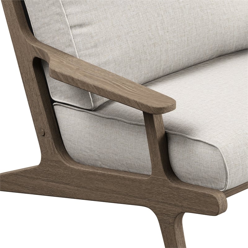 Saratoga Outdoor Teak Wood Armchair in Weathered Gray Pebble