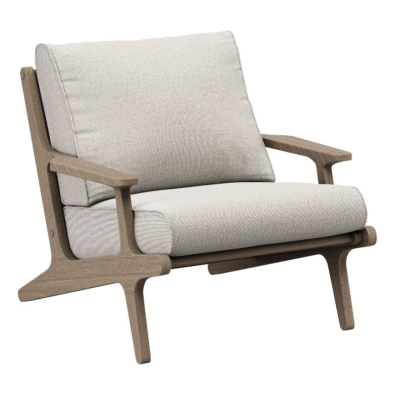 Saratoga Outdoor Teak Wood Armchair in Weathered Gray Pebble