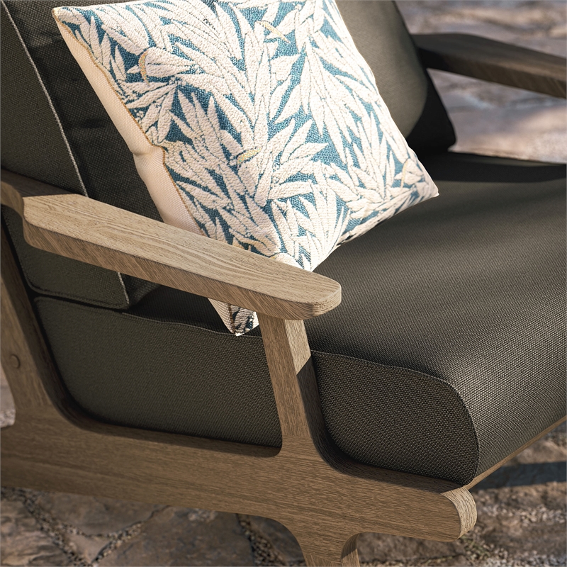 Saratoga Outdoor Teak Wood Armchair in Weathered Gray Flint