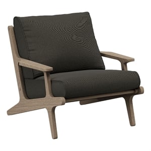 Saratoga Outdoor Teak Wood Armchair in Weathered Gray Flint
