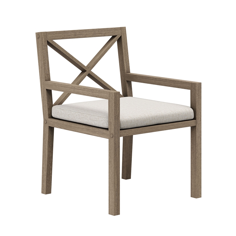 Modway Northlake 7-Piece Outdoor Teak Wood Dining Set in Weathered Gray Pebble