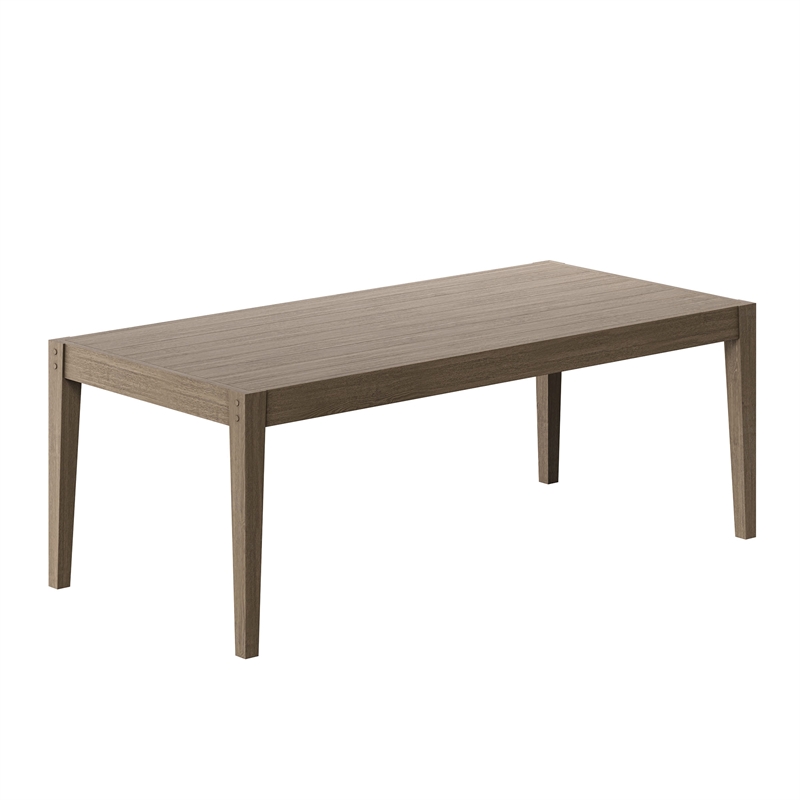 Modway Northlake 7-Piece Outdoor Teak Wood Dining Set in Weathered Gray Pebble
