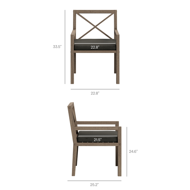 Modway Northlake 7-Piece Outdoor Teak Wood Dining Set in Weathered Gray Flint