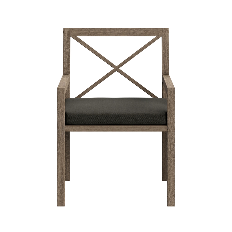 Modway Northlake 7-Piece Outdoor Teak Wood Dining Set in Weathered Gray Flint