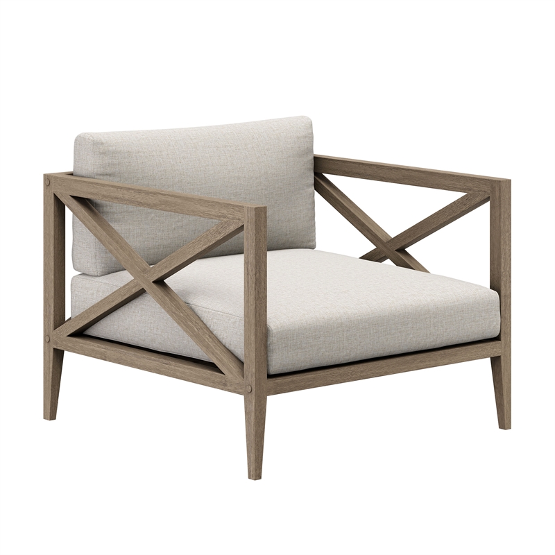 Modway Northlake 5-Piece Outdoor Teak Wood Furniture Set in Weathered Gray Pebble