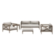 Modway Northlake 5-Piece Outdoor Teak Wood Furniture Set in Weathered Gray Pebble