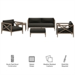 Modway Northlake 5-Piece Outdoor Teak Wood Furniture Set in Weathered Gray Flint