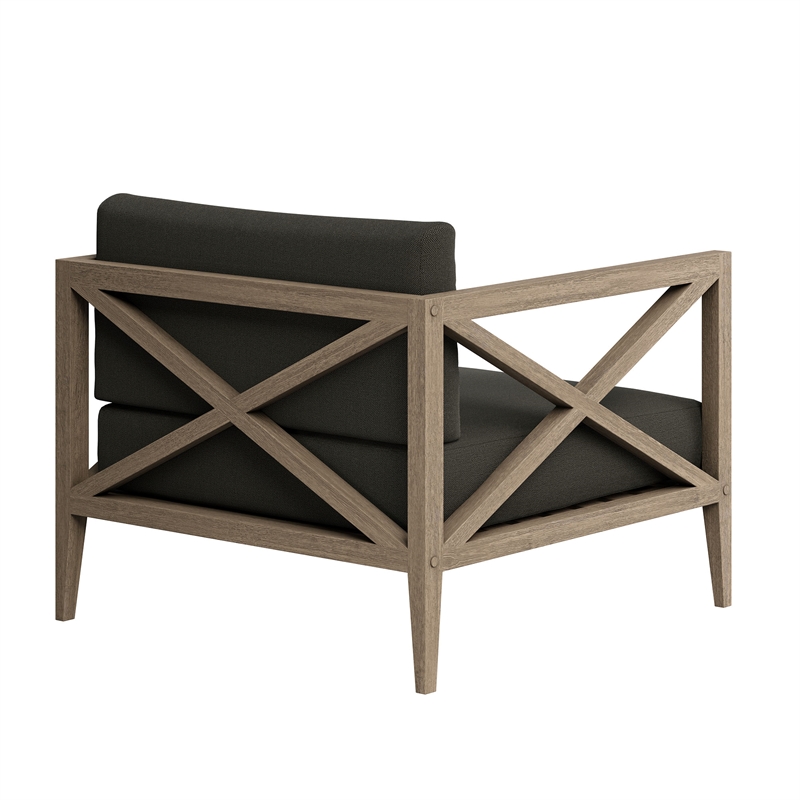 Modway Northlake 5-Piece Outdoor Teak Wood Furniture Set in Weathered Gray Flint