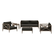 Modway Northlake 5-Piece Outdoor Teak Wood Furniture Set in Weathered Gray Flint