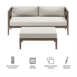 Northlake Outdoor Teak Wood Loveseat and Ottoman Set in Weathered Gray Pebble