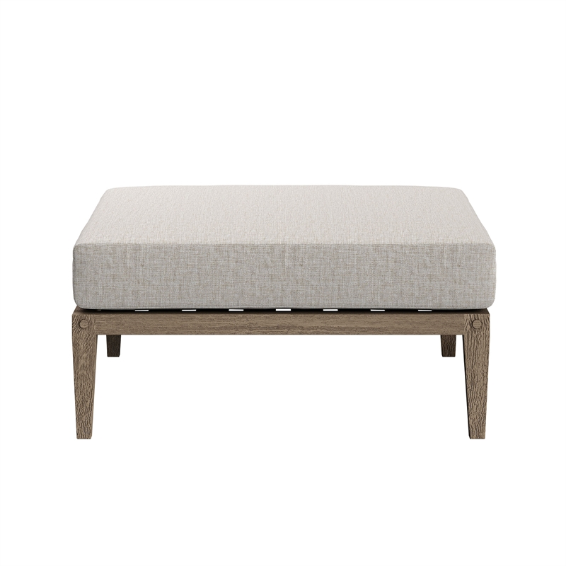 Northlake Outdoor Teak Wood Loveseat and Ottoman Set in Weathered Gray Pebble